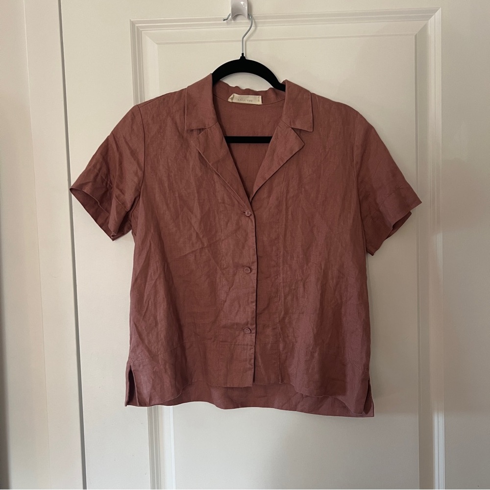 Everlane The Notch Shirt In Linen Dusk Rose - Discontinued - Picture 7 of 12